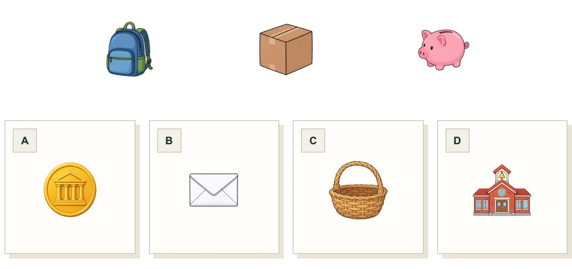 Picture Classification question: three pictures at the top and four answer choices.